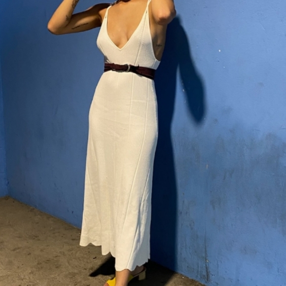 SANDRO White Bluan Knit Midi Dress - Picture 9 of 10